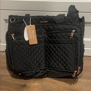 Black Quilted Diaper Bag by